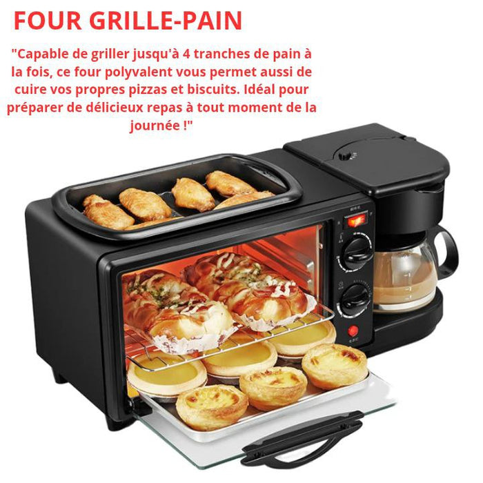 Sokany Breakfast Station 3-en-1 – Cafetière, Four & Plaque de Cuisson en un seul appareil 12L